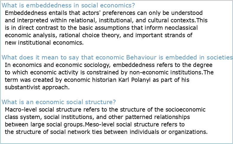 Economic Action and Social Structure: The Problem of Embeddedness