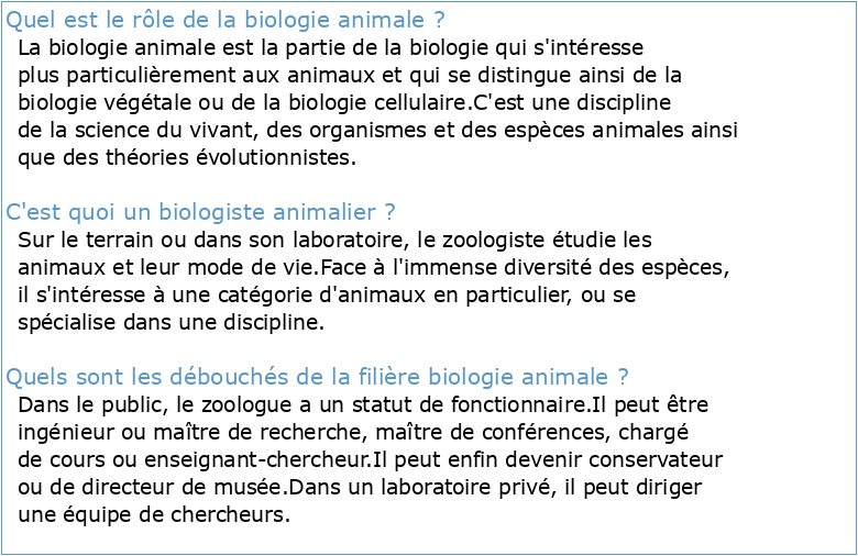 Biologie animale métier