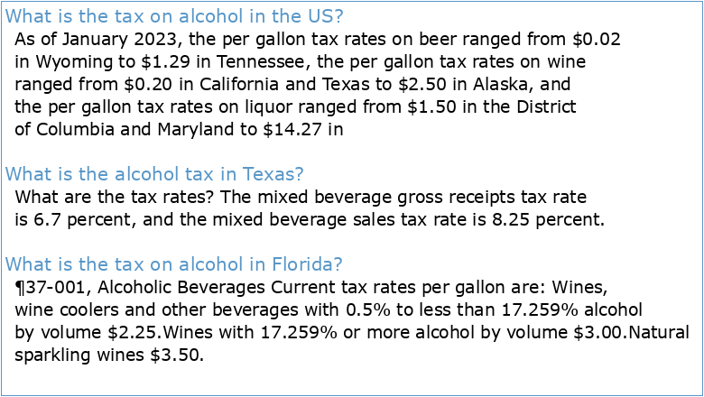 Alcohol Products Tax