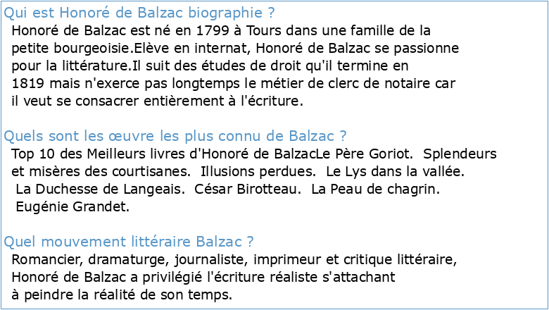 Biographie de Balzac