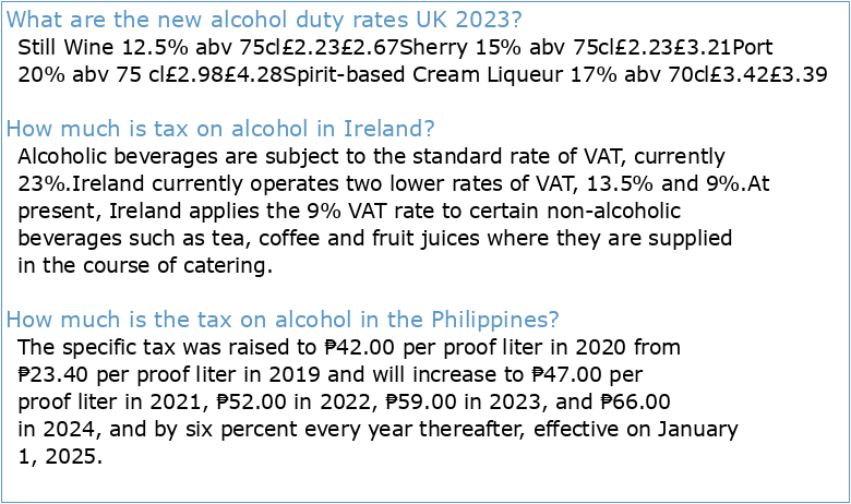 Alcohol Products Tax and Reliefs Manual