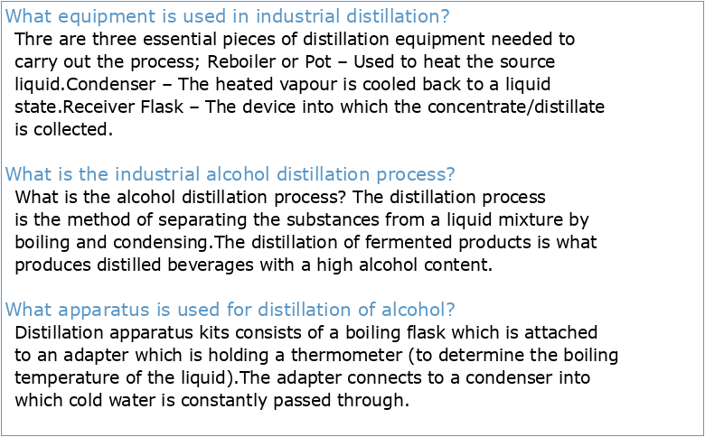 Industrial Alcohol Distillation Process and Equipment