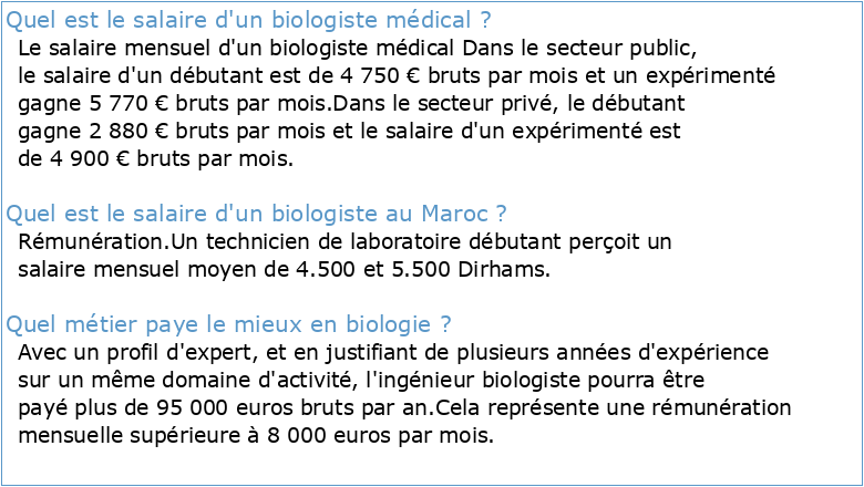 Biologie médicale salaire
