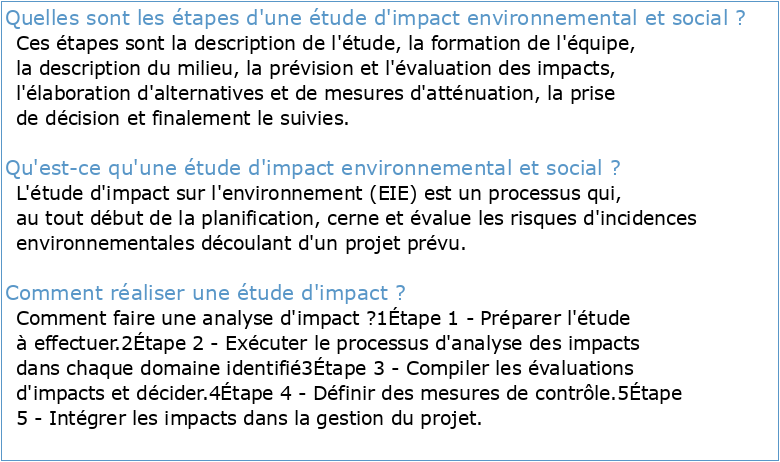 Etude d'impact environnemental et social d'un projet d'installation d
