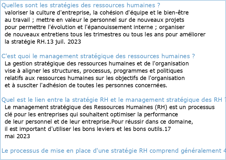 Management et gestion des ressources humaines : stratégies