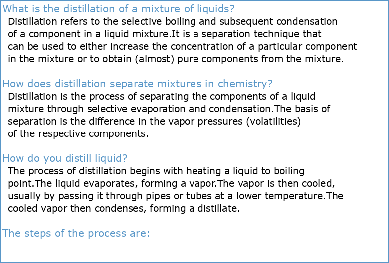 CHEM 344 Distillation of liquid mixtures
