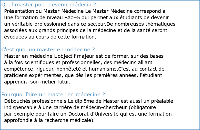 Master [180] en médecine
