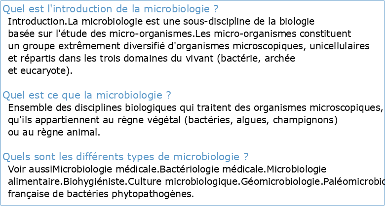 Introduction à la Microbiologie