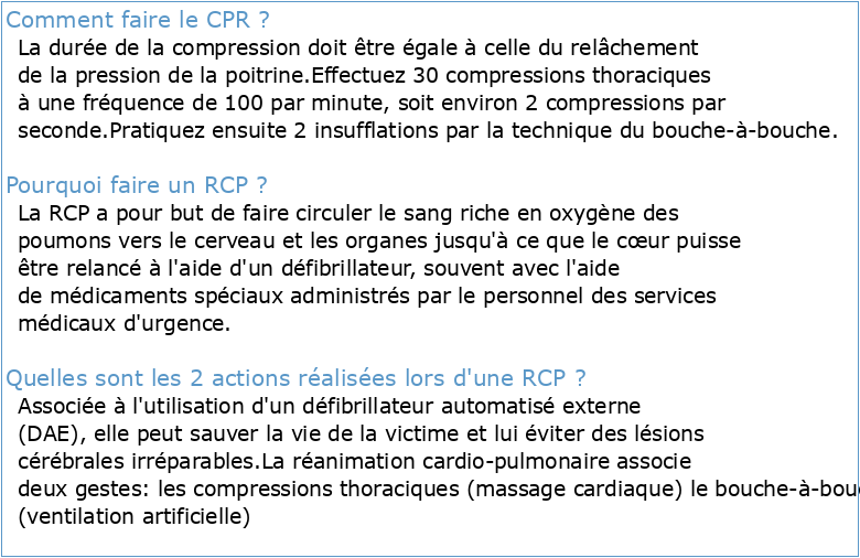 RÉANIMATION CARDIO-RESPIRATOIRE (CPR)