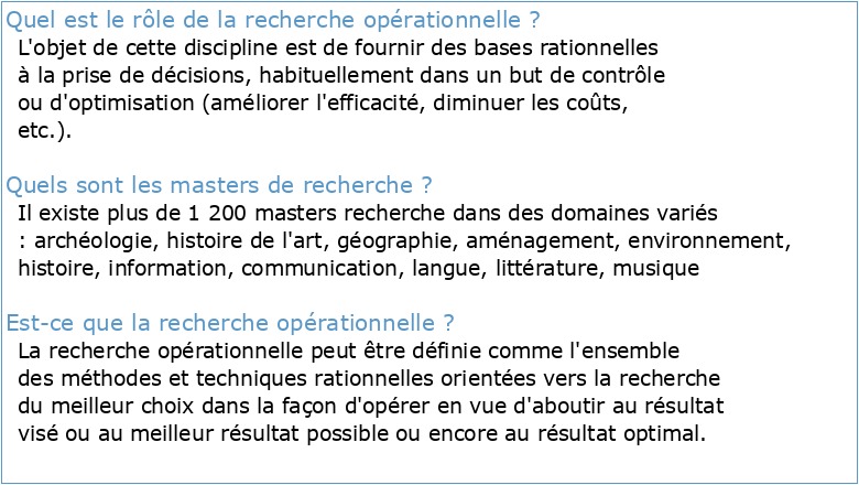 Master en Recherche Opérationnelle (RO)