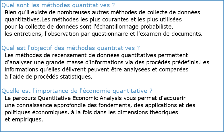 M´ethodes quantitatives de l’Economie (Pr´esentation)