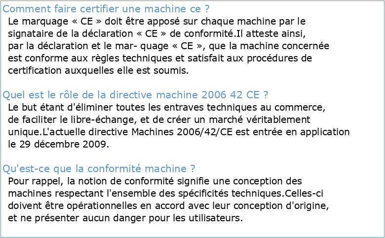 Conformité machine 2006/42/ce