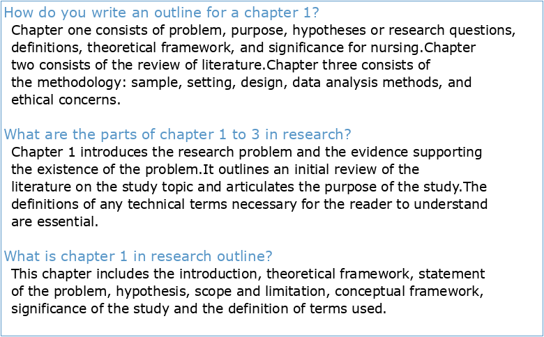 Sample Chapter 1 and 3 Outlines