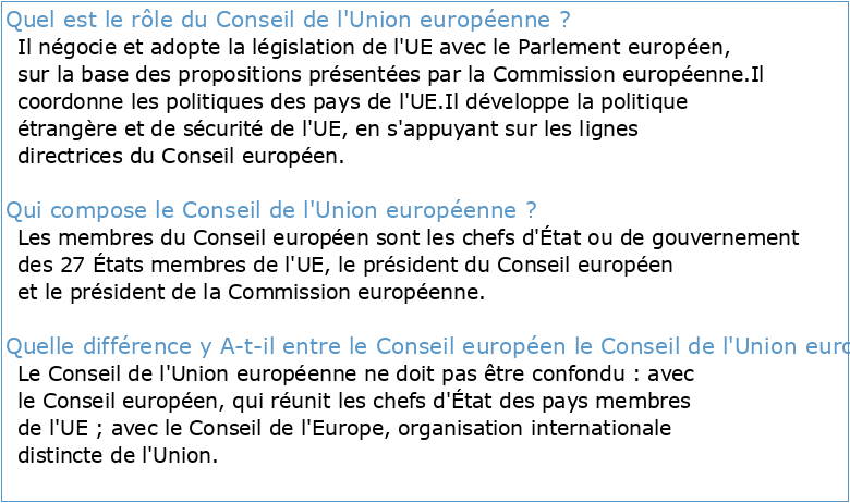 Conseil de l'union européenne
