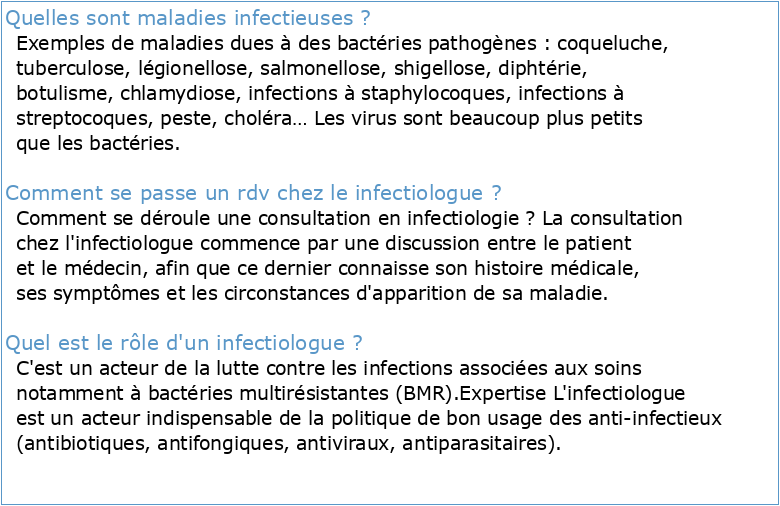 Consultation infectiologie