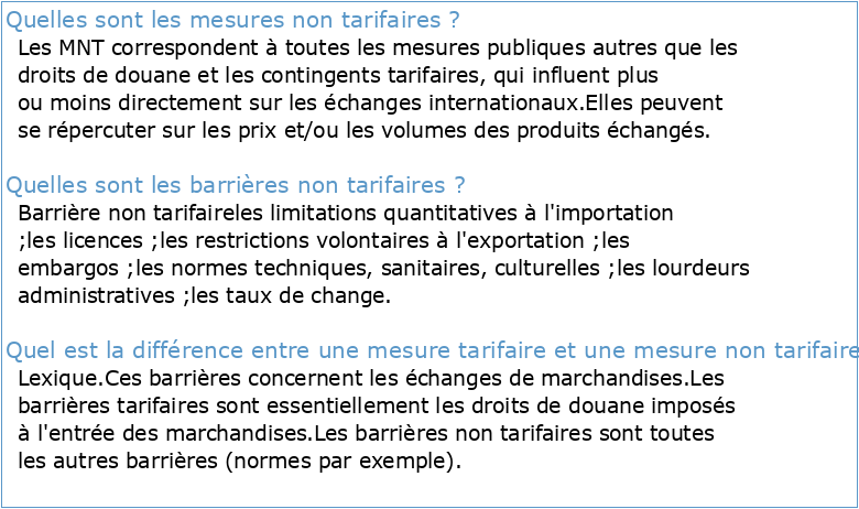 Classification internationale des mesures non tarifaires [Version de