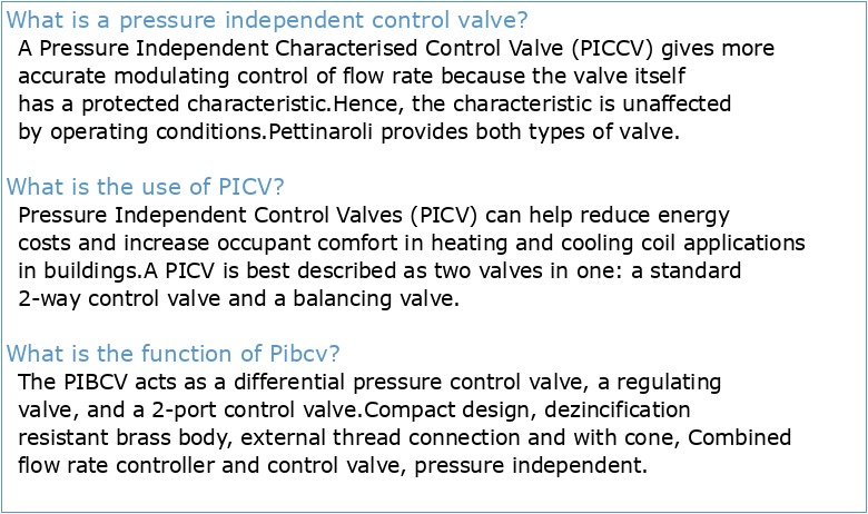Pressure Independent Control Valve