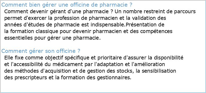 Guide Pratique de Gestion de la pharmacie d'Officine au Maroc