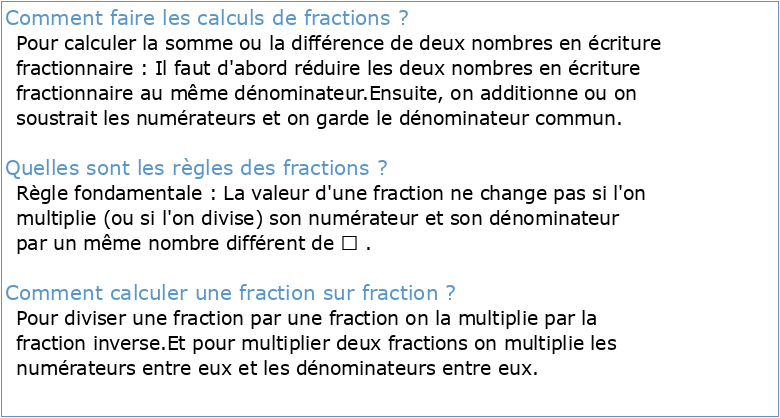 Calcul sur les fractions