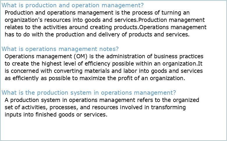 Notes of Productions & Operations Management