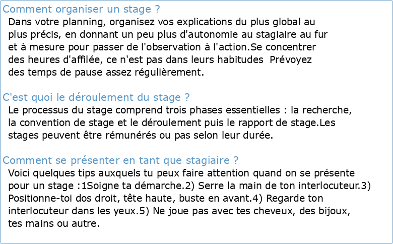 GUIDE DU STAGE