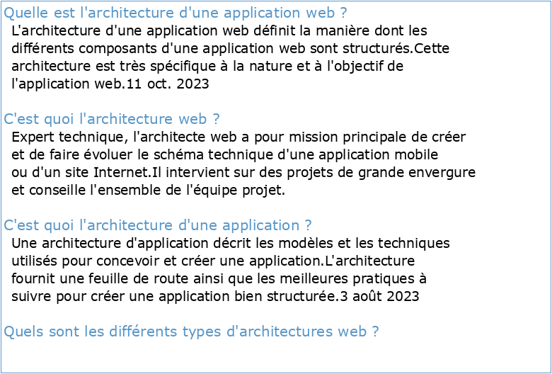 Architecture(s) et application(s) Web