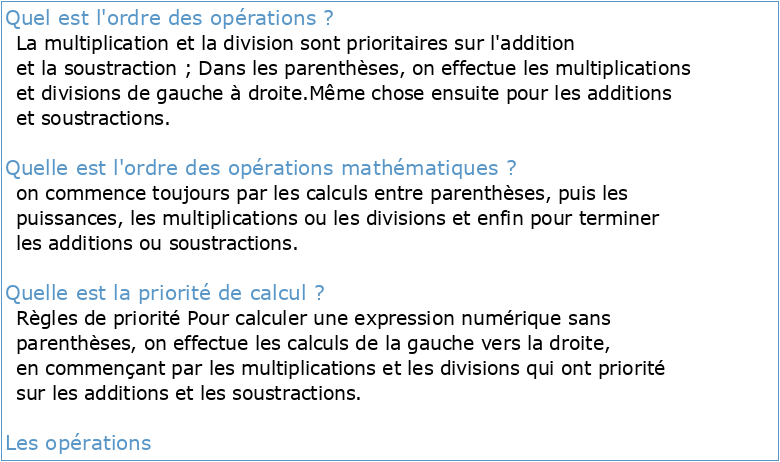 ADDITION SOUSTRACTION MULTIPLICATION