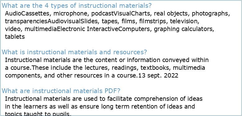 instructional and resource materials list for each unit (4) a list