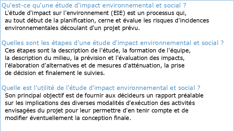 Etude d'impact Environnemental et Sociale