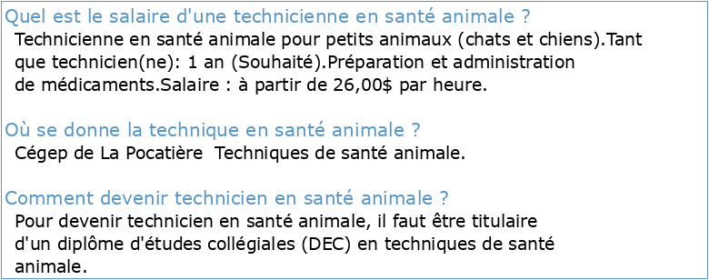 Techniques de santé animale(145A0)