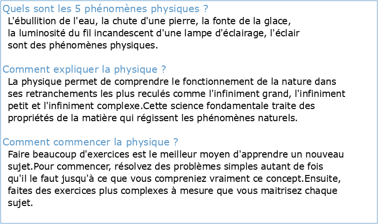 Introduction au cours de physique (1)