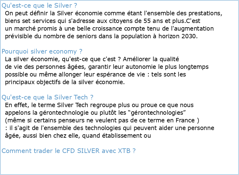 Contrat de Filière «Silver économie
