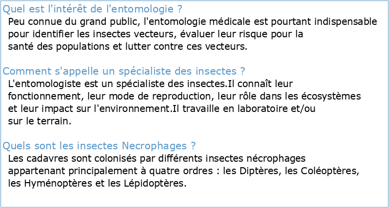 Contribution à l'étude des insectes nécrophages d'intérêt médico
