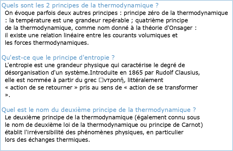 Cours 7 : Entropie et deuxième principe de la thermodynamique