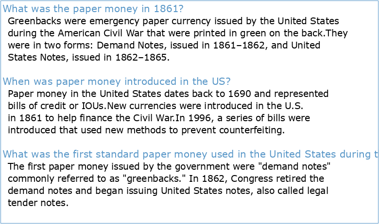 History of the Legal Tender Paper Money Issued During the Great
