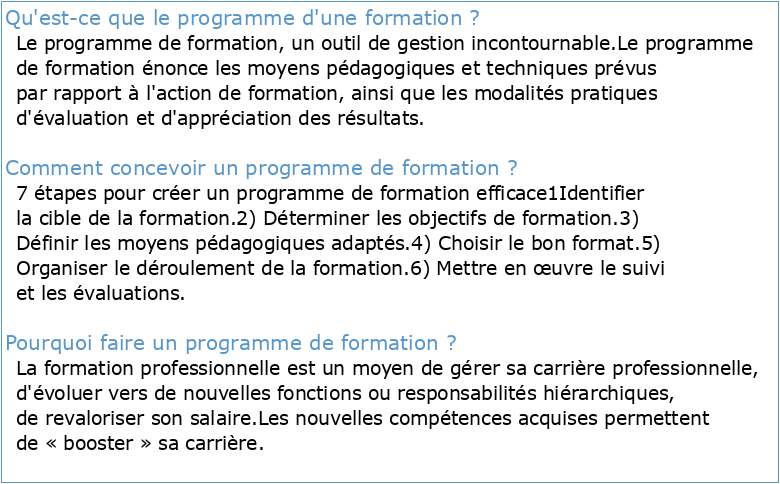 Programme formation