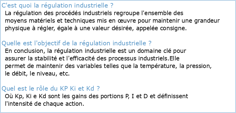 Support de cours: Régulation Industrielle