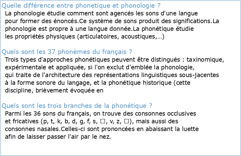 Français Cours de phonétique et phonologie