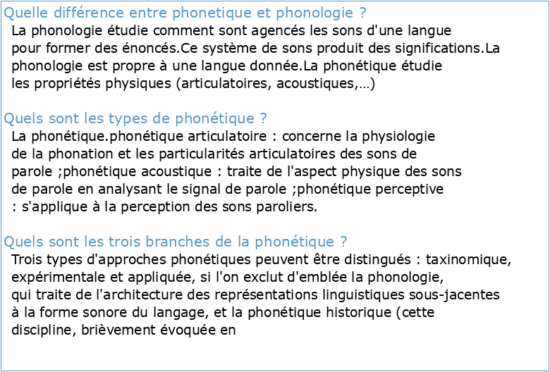 Phonétique Phonétique et phonologie