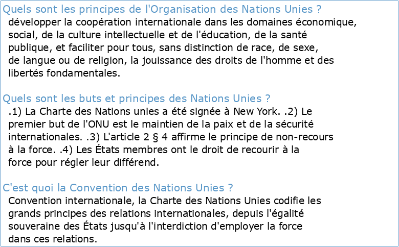 Traités et principes des Nations Unies