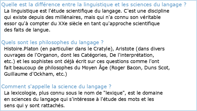 Linguistique(s) et Philosophie(s) du langage