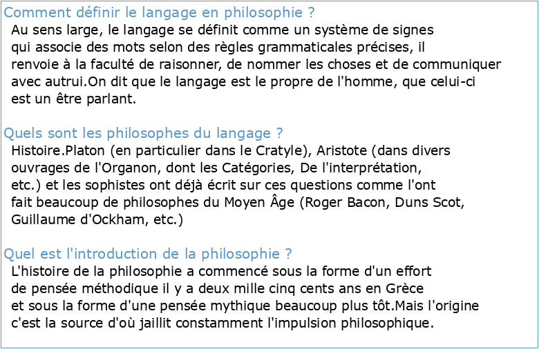 Introduction à la Philosophie du Langage