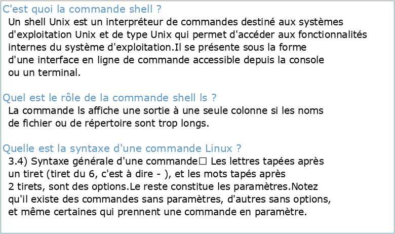 Shell Linux Commandes de bases