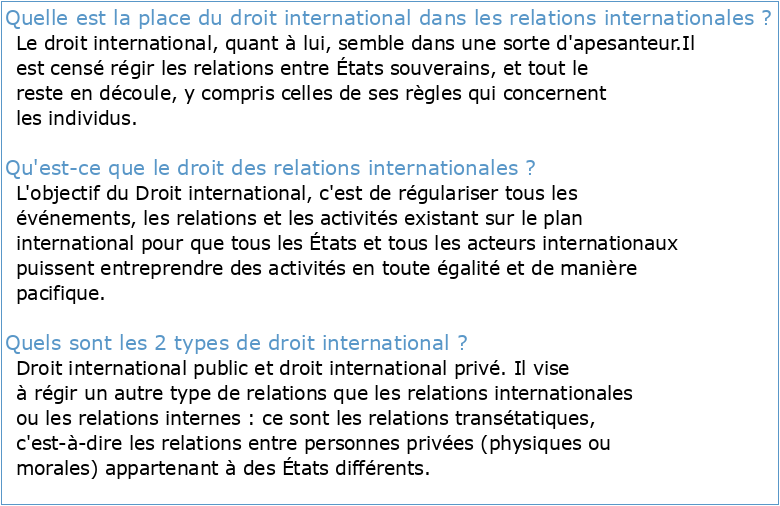 Le droit international au cœur des relations internationales