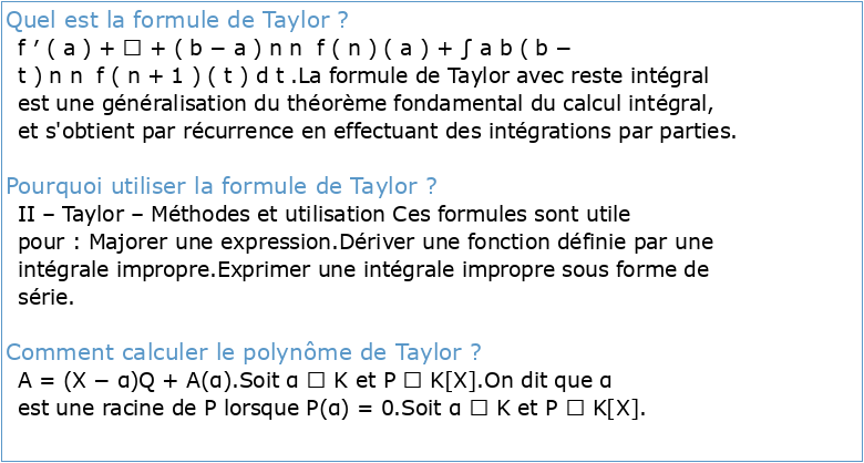 Chapitre 4 Formules de Taylor