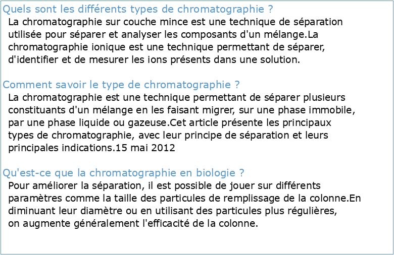 Chapitre II Types de chromatographie