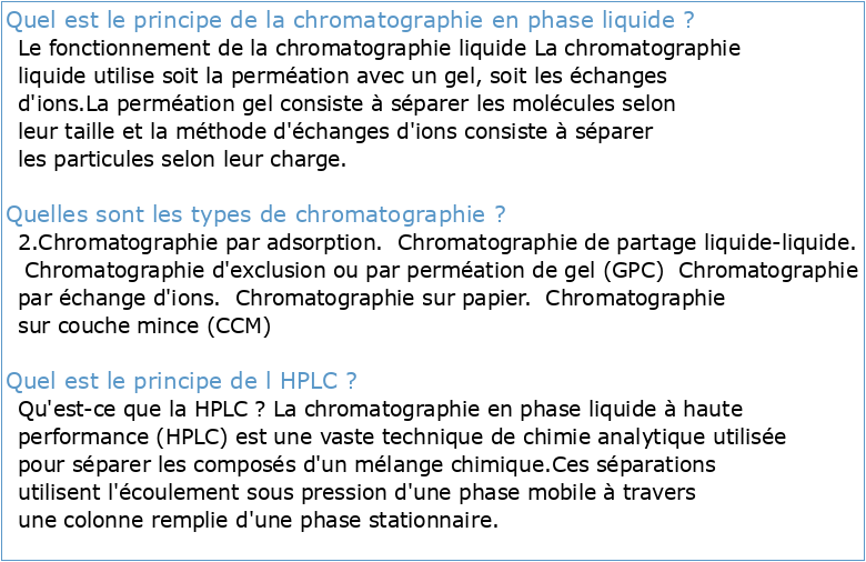 4 CHROMATOGRAPHIE LIQUIDE