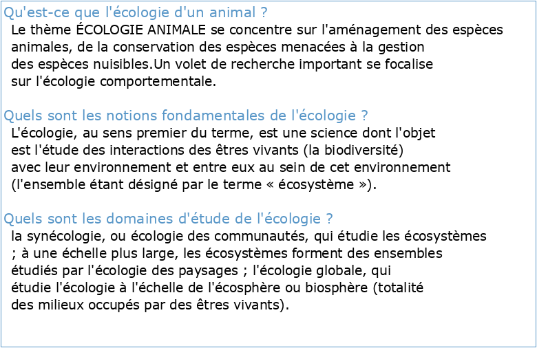 cours d'ecologie animale