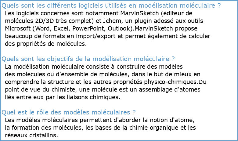 Application à la Modélisation Moléculaire