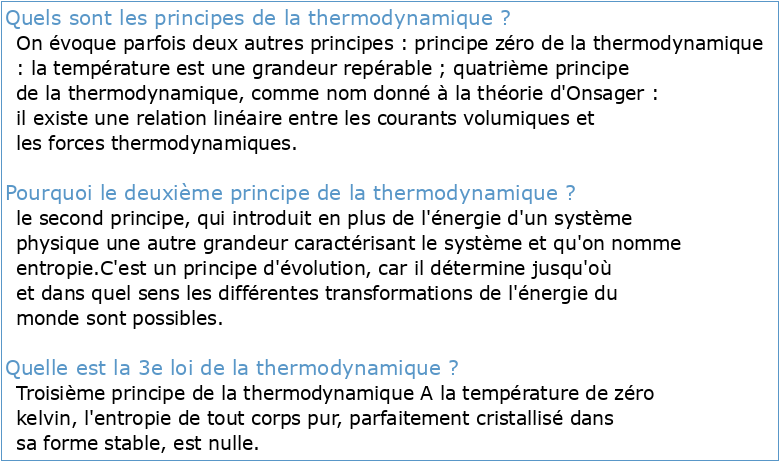 Principes de la thermodynamique